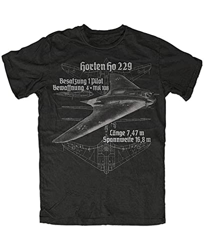 Hoard Ho 229 Aviation Nurflügler T Shirt Graphic Printed Top Tee for Men