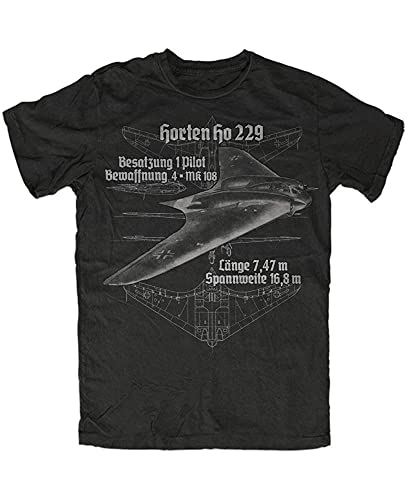 Hoard HO229 Aviation NURFLüGLER Men's Black T-Shirt Graphic Top Printed Tee 3XL  